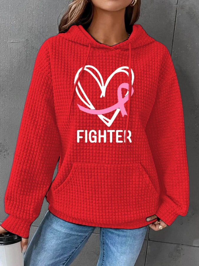 Women's Breast Cancer Awareness Printed Casual Hoodie