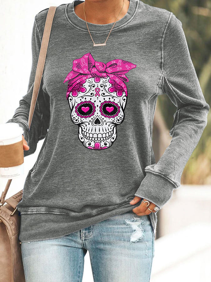 Women'S Breast Cancer Casual Printed Sweatshirt