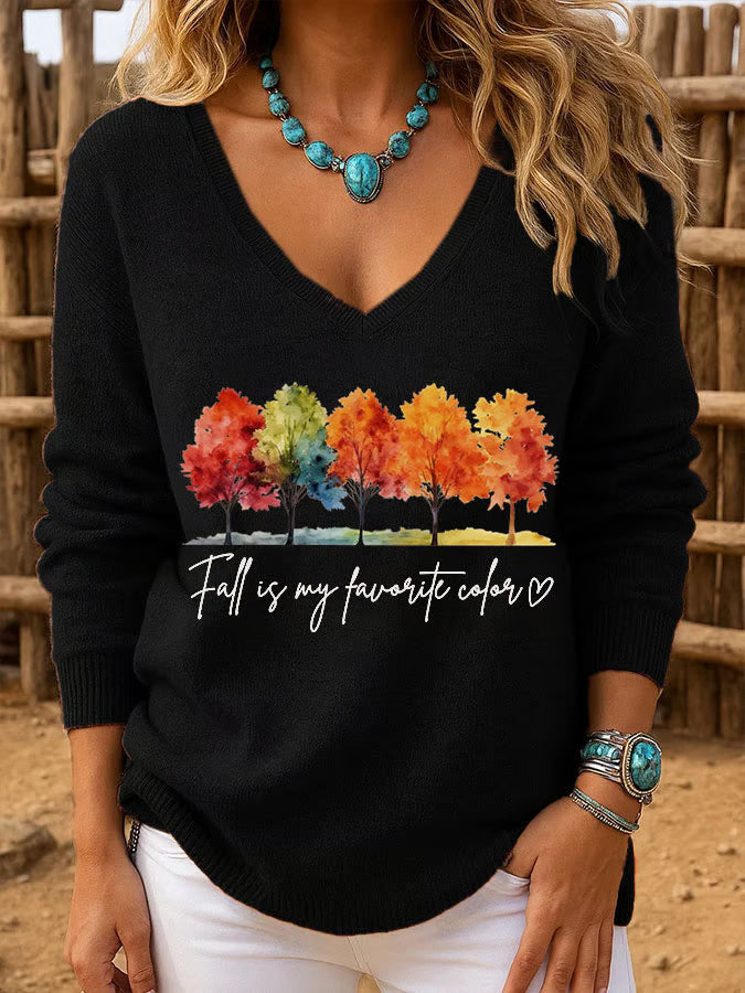 Women's Autumn Fall is my favorite color Print Long Sleeve Top