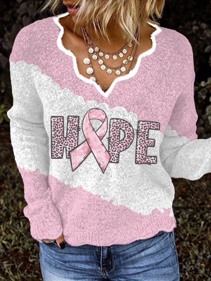 Women's Breast Cancer Awareness Printed Knit Top