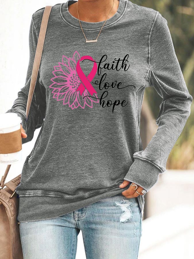 Women's Breast Cancer Awareness Long Sleeve Sweatshirt