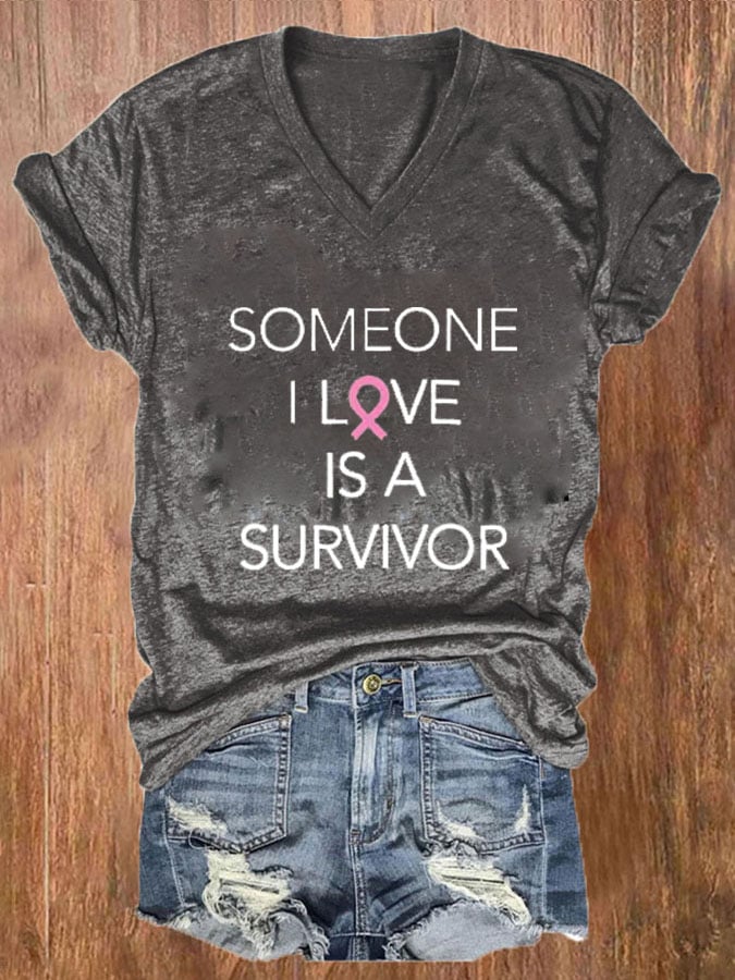 Women's Breast Cancer Print Casual T-Shirt