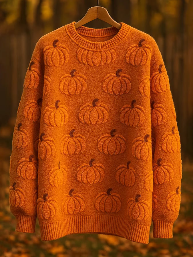 Women's Retro Pumpkin Print Cardigan