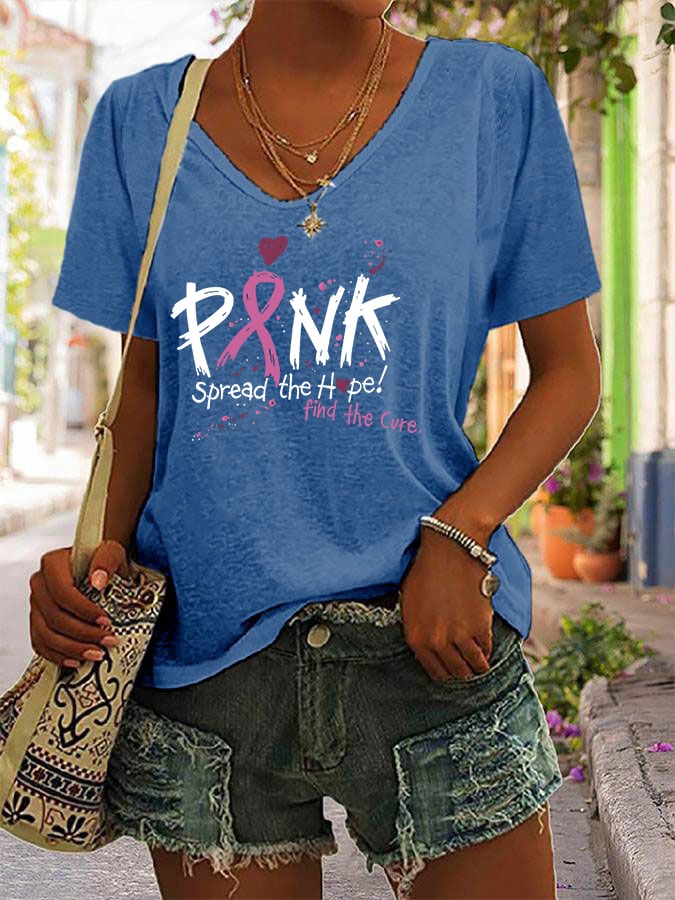Women's Breast Cancer Awareness Printed T-Shirt