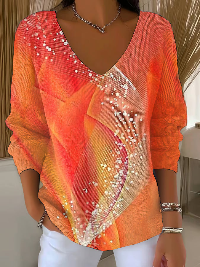 Women's Autumn Orange Print Sweater