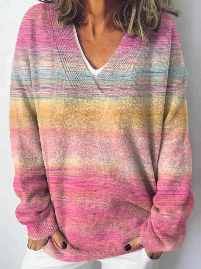 Women's Pink Printed Light Sweater