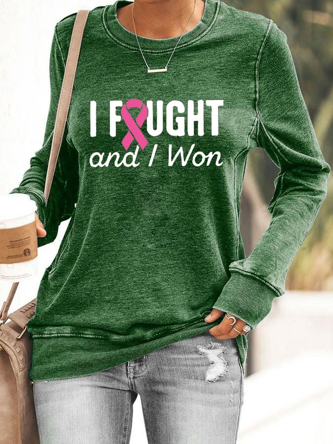 Women's I Won Breast Cancer Awareness Crew Neck Sweatshirt