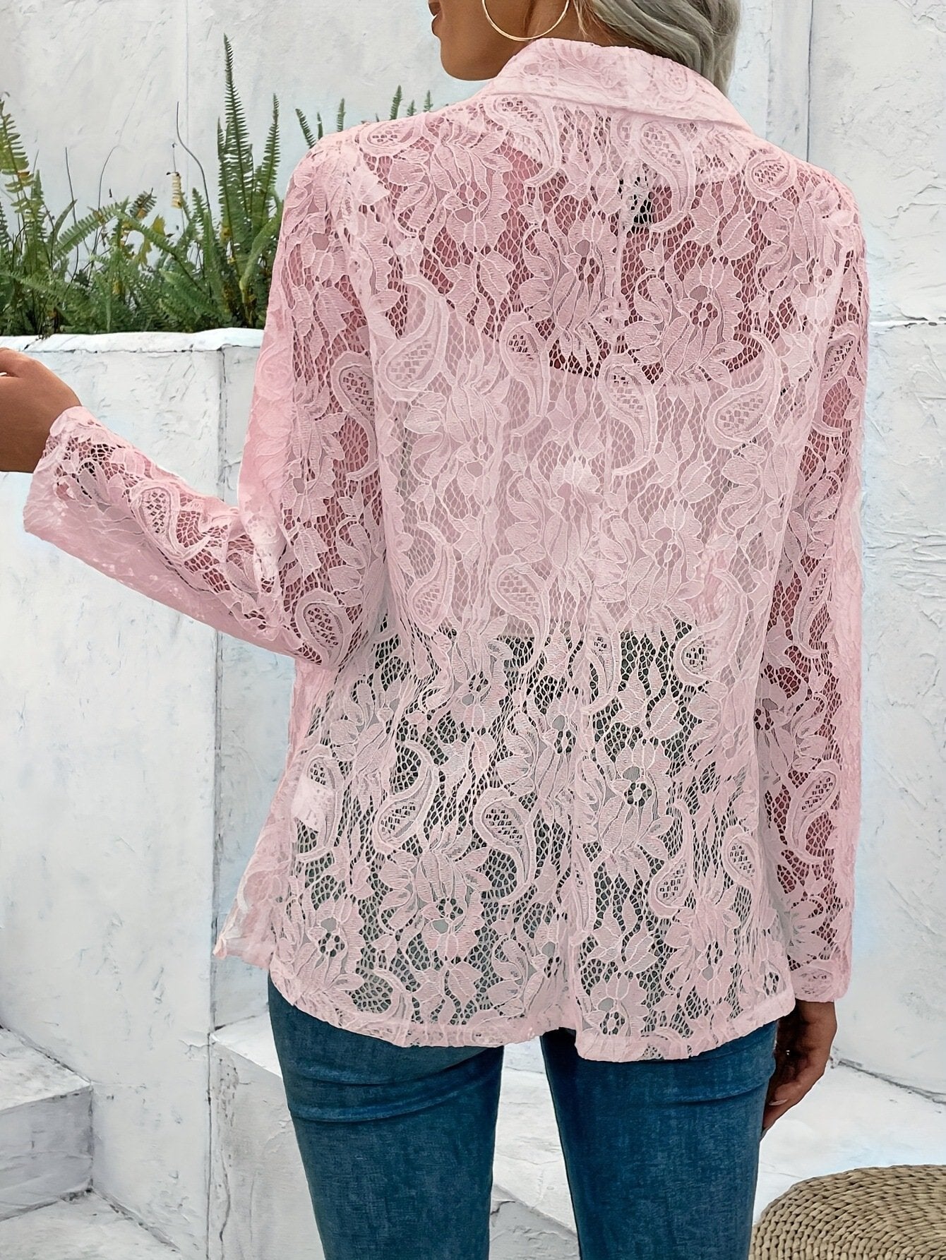 Women'S Breast Cancer Lace Blazer