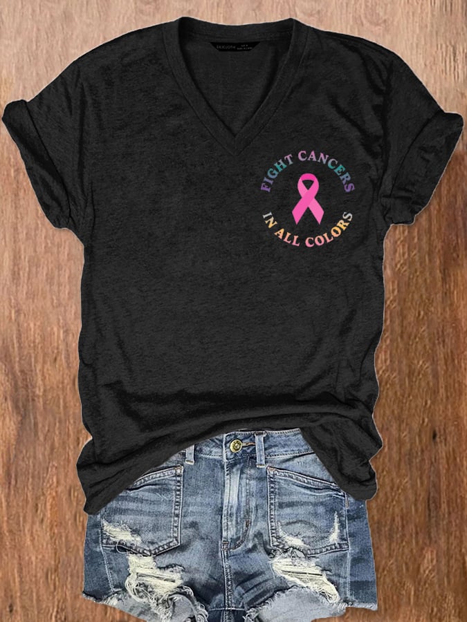 Women's Breast Cancer Awareness Fight Cancer In All Colors T-Shirt
