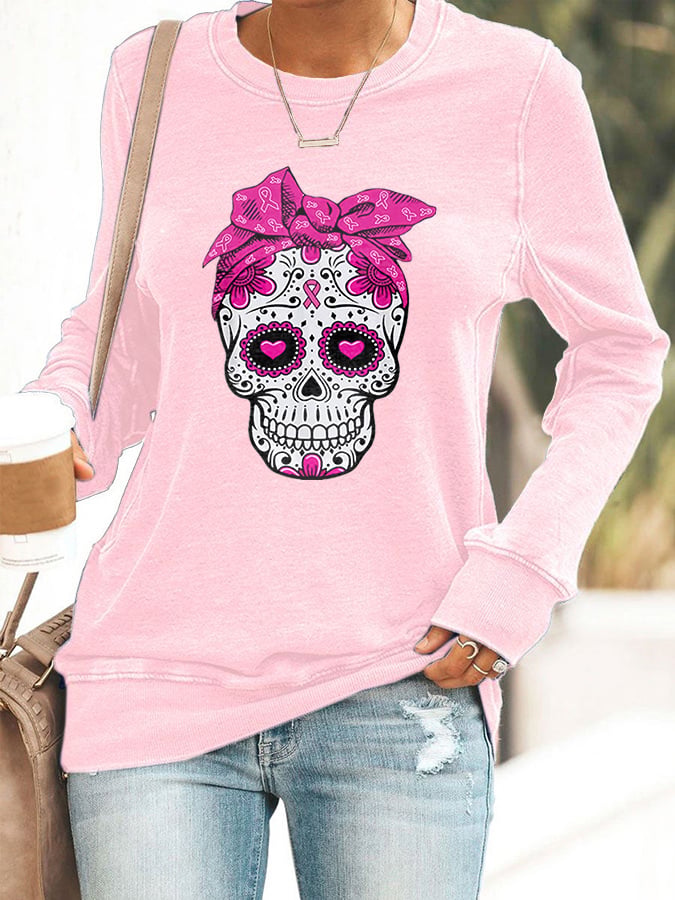 Women'S Breast Cancer Casual Printed Sweatshirt