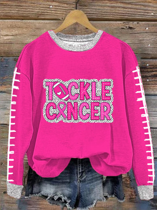Women's Tackle Breast Cancer Football Print Sweatshirt