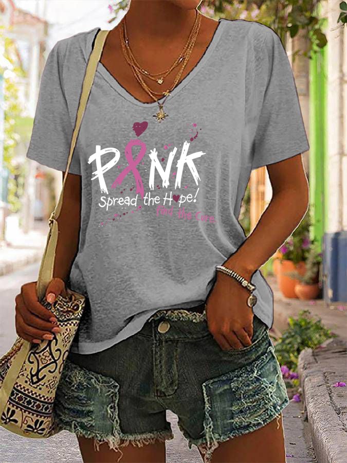 Women's Breast Cancer Awareness Printed T-Shirt