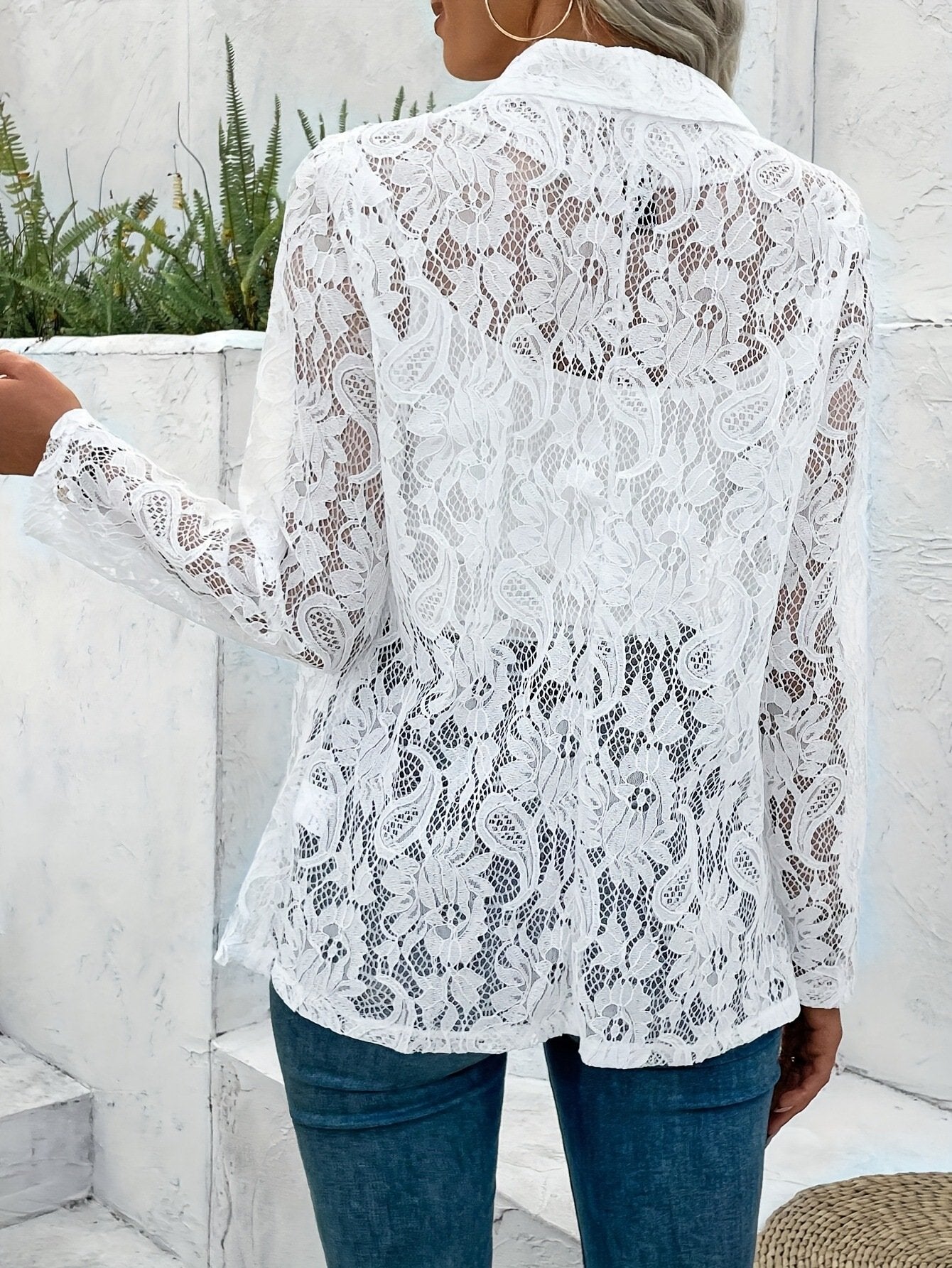 Women'S Breast Cancer Lace Blazer