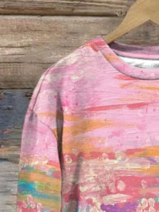 Women's Breast Cancer Awareness Print Long Sleeve Sweatshirt
