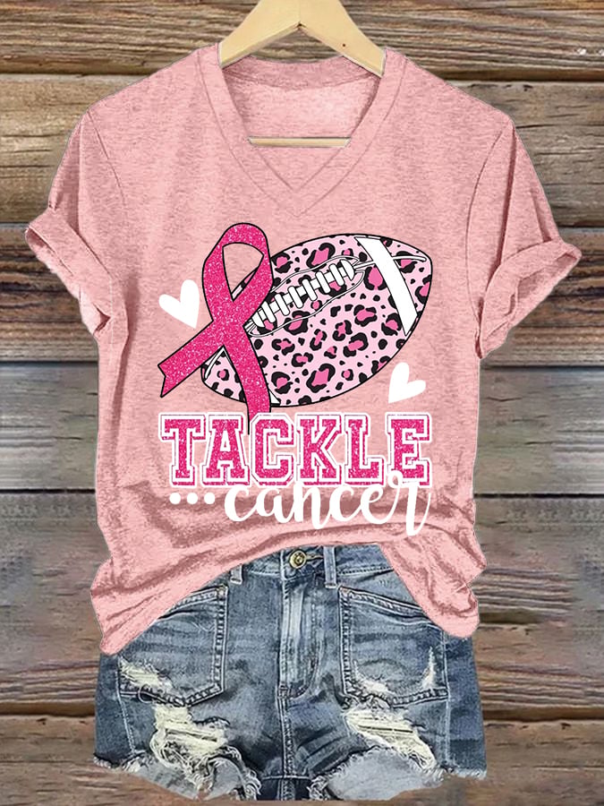 Women's Breast Cancer Awareness Print Casual T-Shirt