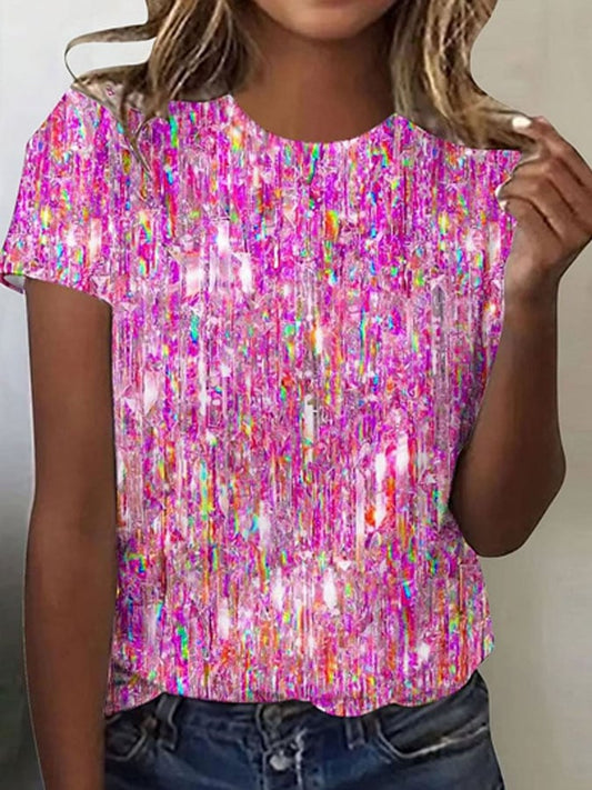Women's Striped Breast Cancer Awareness Print Casual T-Shirt