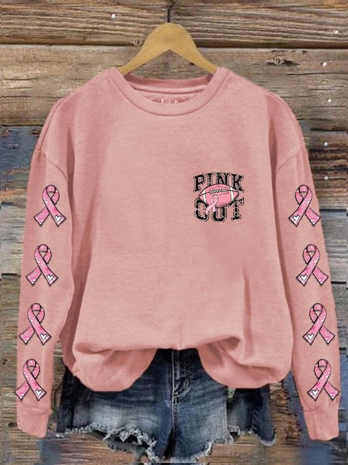 Women's PINk Out Football Breast Cancer Printed Sweatshirt