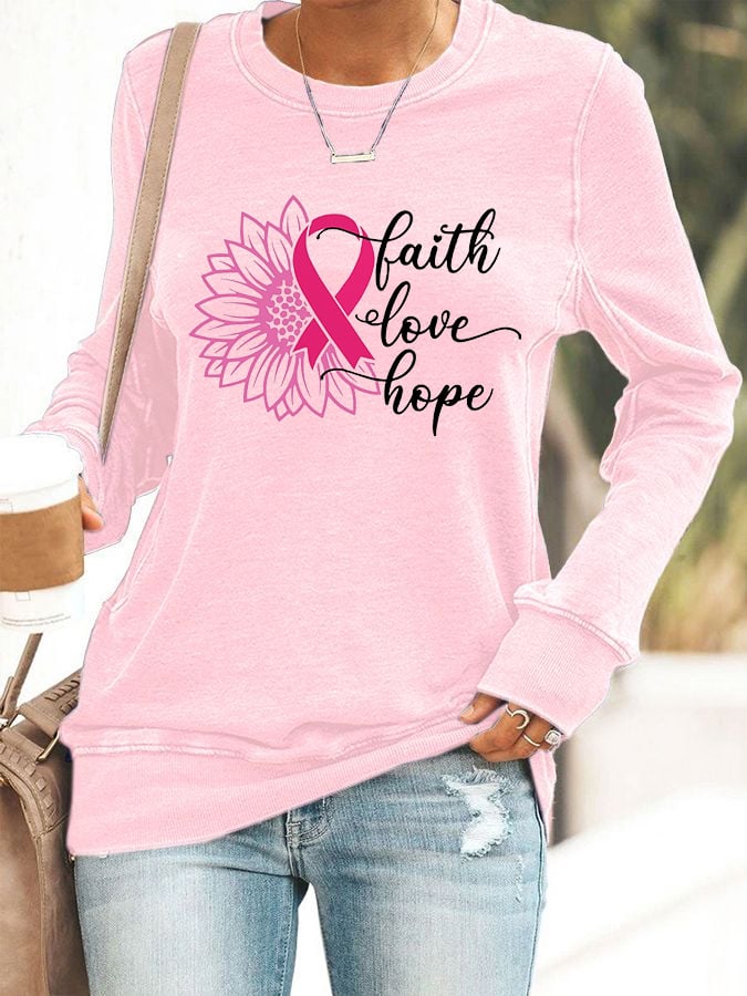 Women's Breast Cancer Awareness Long Sleeve Sweatshirt