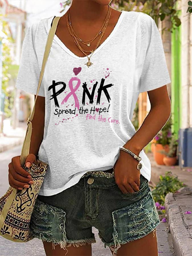 Women's Breast Cancer Awareness Printed T-Shirt