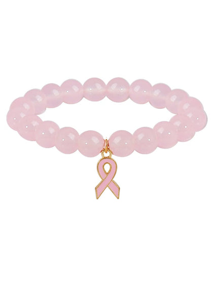 Women's Breast Cancer Awareness Natural Crystal Bracelet