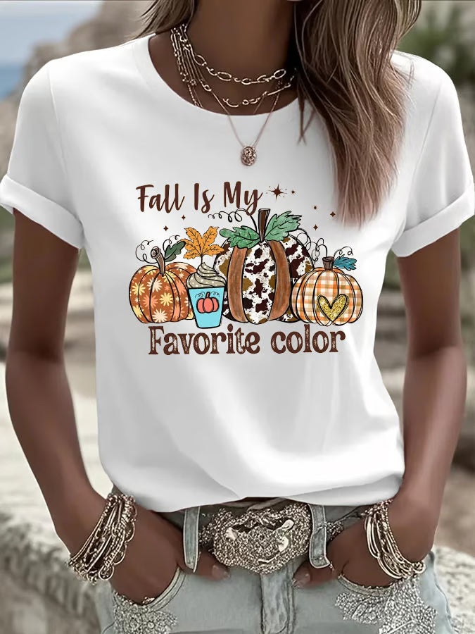 Women's Fall IS My Favorite Color Printed Casual T-Shirt