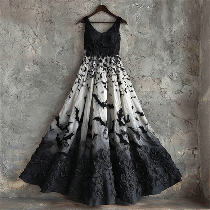 Halloween Bat Rose Gothic Art Women's Vest Maxi Dress
