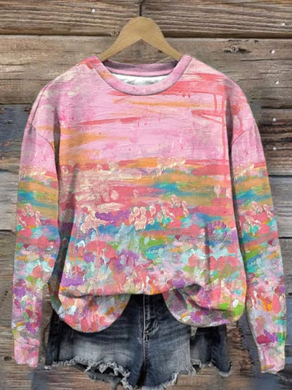 Women's Breast Cancer Awareness Print Long Sleeve Sweatshirt