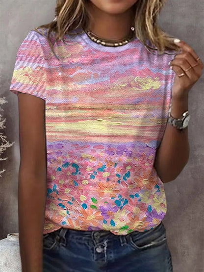 Women's Breast Cancer Awareness Print Casual T-Shirt