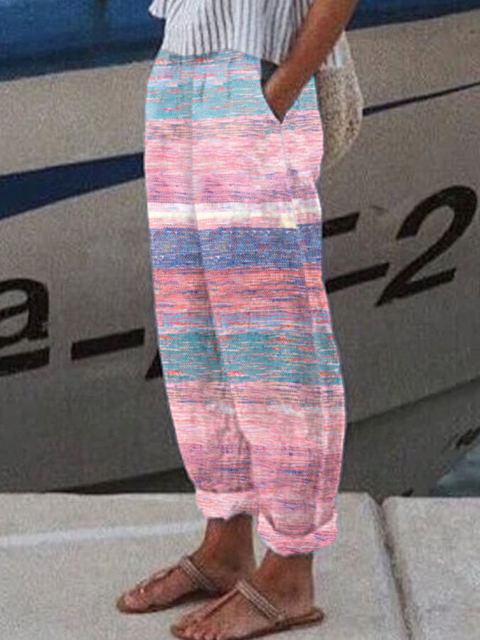 Women's Breast Cancer Awareness Print Casual Pants