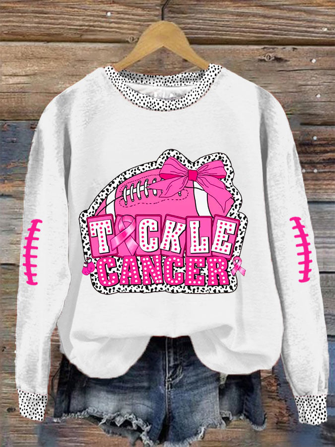 Women's Pink Out Tackle Cancer Football Gameday Breast Cancer Awareness Sweatshirt
