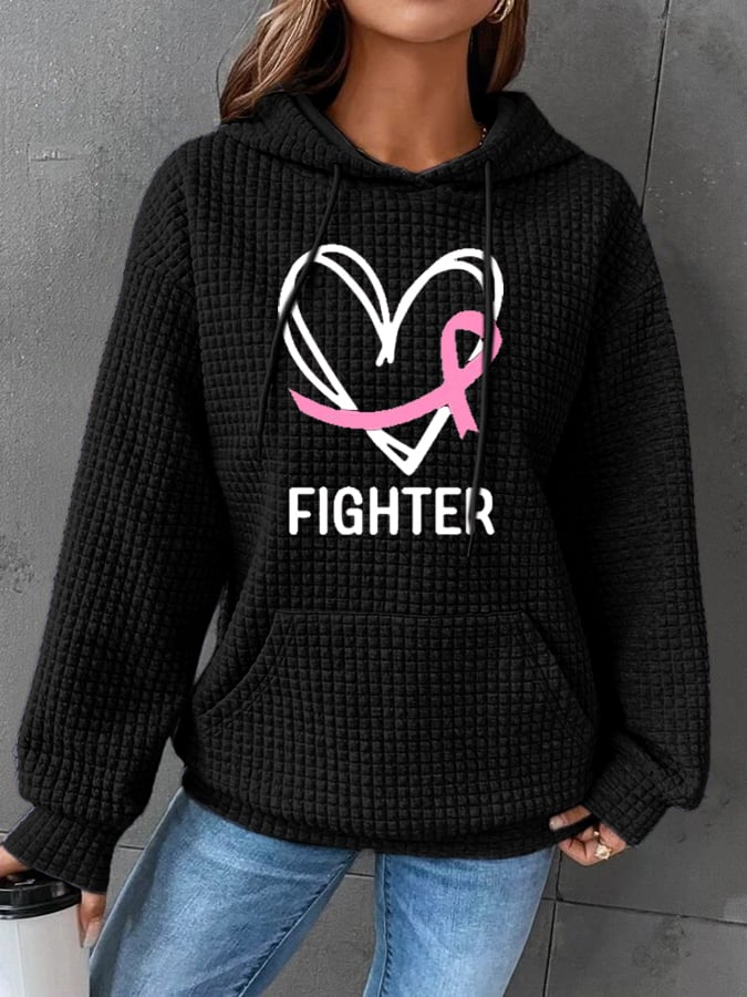 Women's Breast Cancer Awareness Printed Casual Hoodie