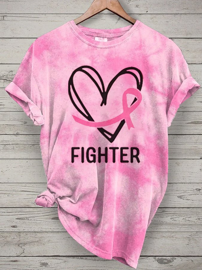 Women's Breast Cancer Awareness Print Short-Sleeved T-shirt
