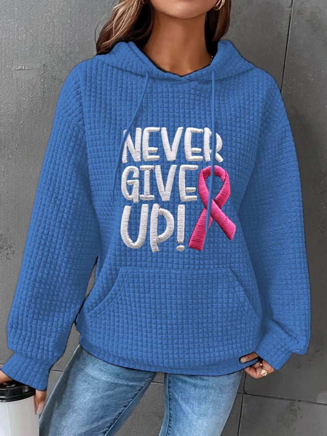 Women's Never Give Up Print Hoodie Long Sleeve Sweatshirt