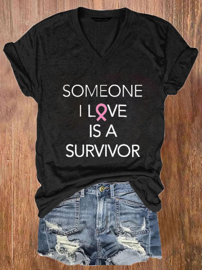 Women's Breast Cancer Print Casual T-Shirt