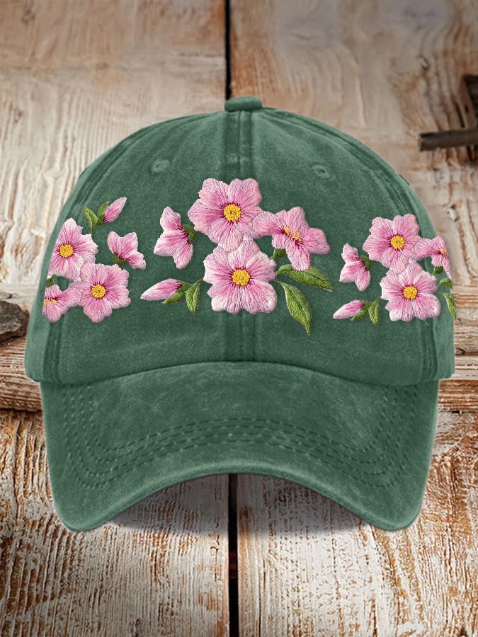 Unisex Floral Embroidered Hat