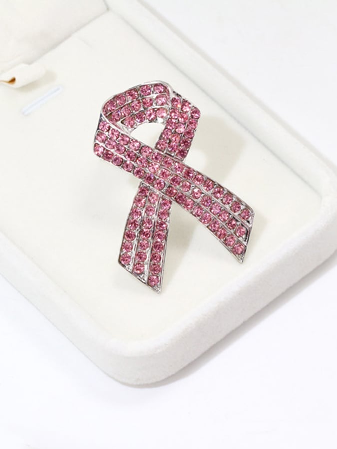 Women's Diamond Pink Ribbon Breast Prevention and Treatment Promotion Sign Care Breast Cancer Breast Needle
