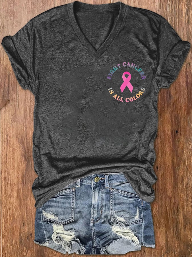 Women's Breast Cancer Awareness Fight Cancer In All Colors T-Shirt