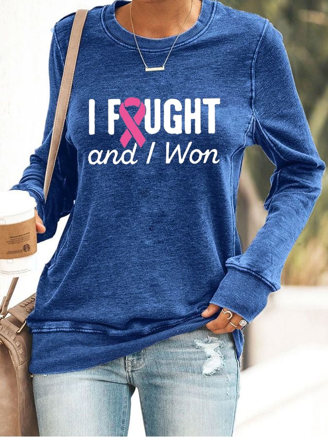 Women's I Won Breast Cancer Awareness Crew Neck Sweatshirt