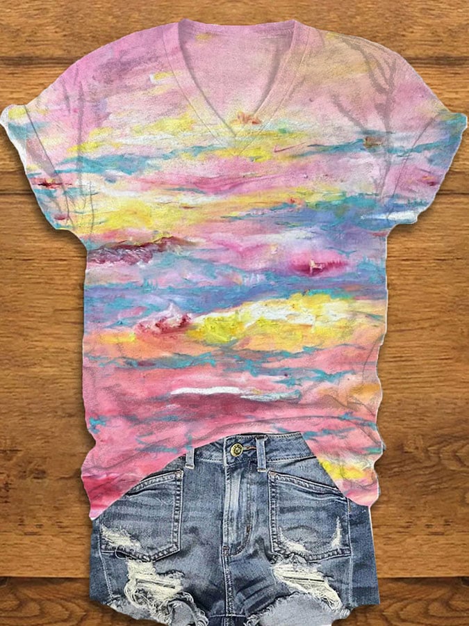 Women's Casual Pink Breast Cancer Awareness Print Casual T-Shirt