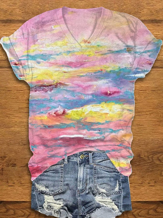 Women's Casual Pink Breast Cancer Awareness Print Casual T-Shirt