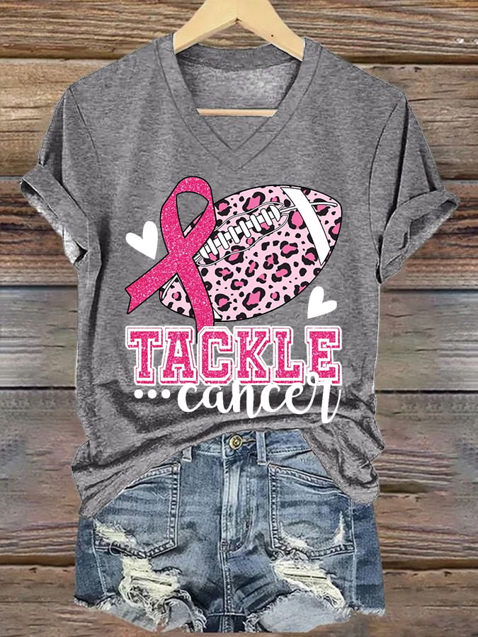Women's Breast Cancer Awareness Print Casual T-Shirt