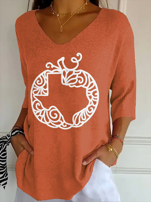Retro Texas Strong Fall Pumpkins Printed T-Shirt