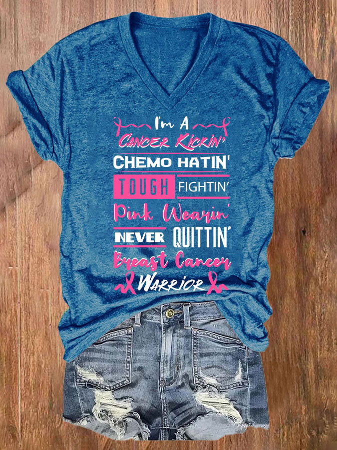 Women's Breast Cancer Print Casual T-Shirt