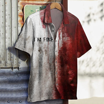 Men's Bloody I'm Fine Halloween Print Shirt