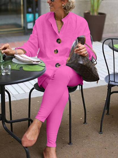 Pure Color Simple Cotton Women's Suits