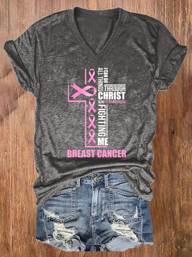 Women's Breast Cancer Casual Printed T-Shirt