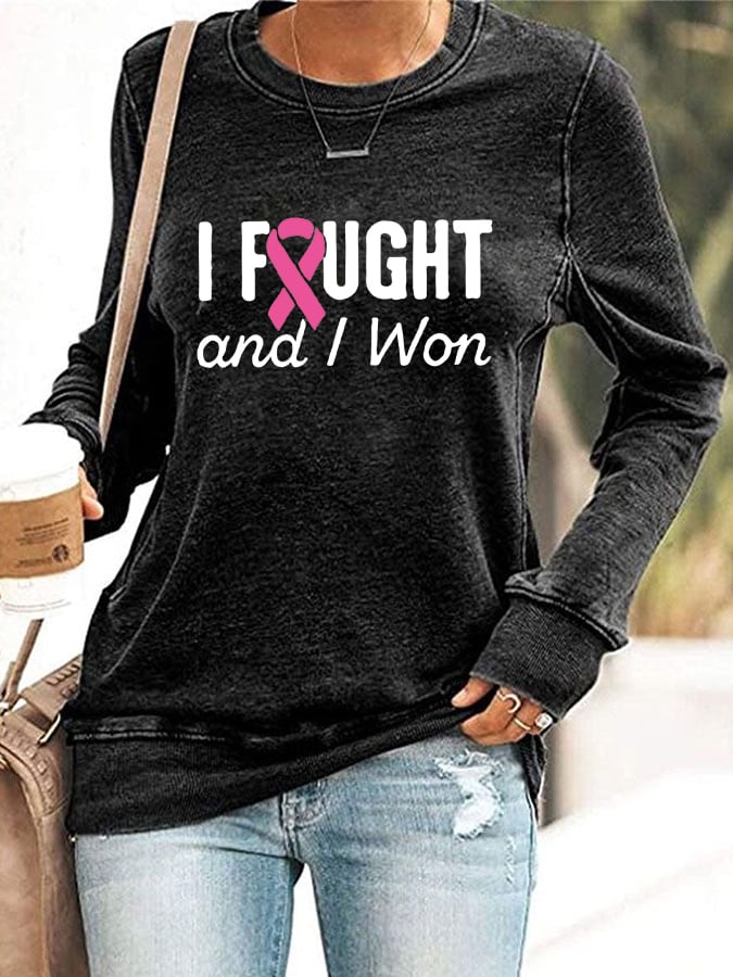 Women's I Won Breast Cancer Awareness Crew Neck Sweatshirt