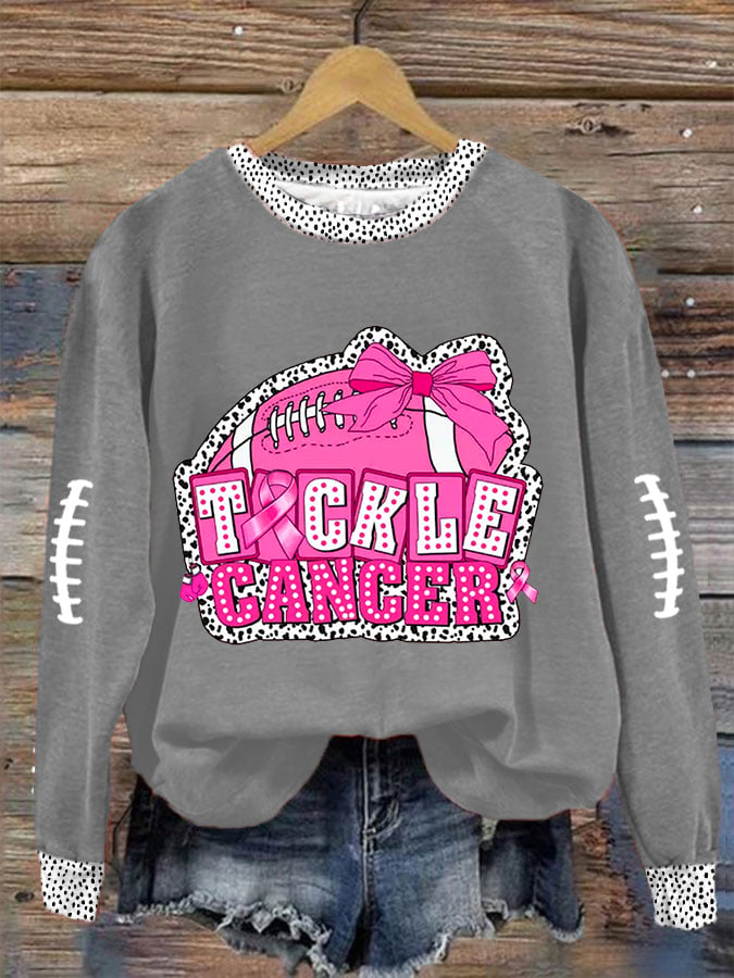 Women's Pink Out Tackle Cancer Football Gameday Breast Cancer Awareness Sweatshirt
