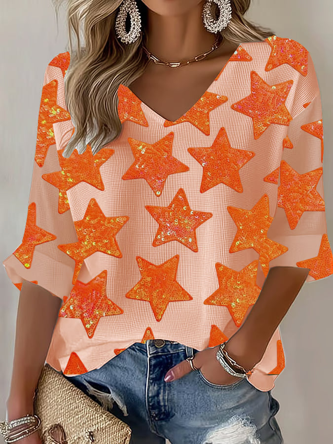 Women's Casual Autumn Waffle Long Sleeve T-shirt