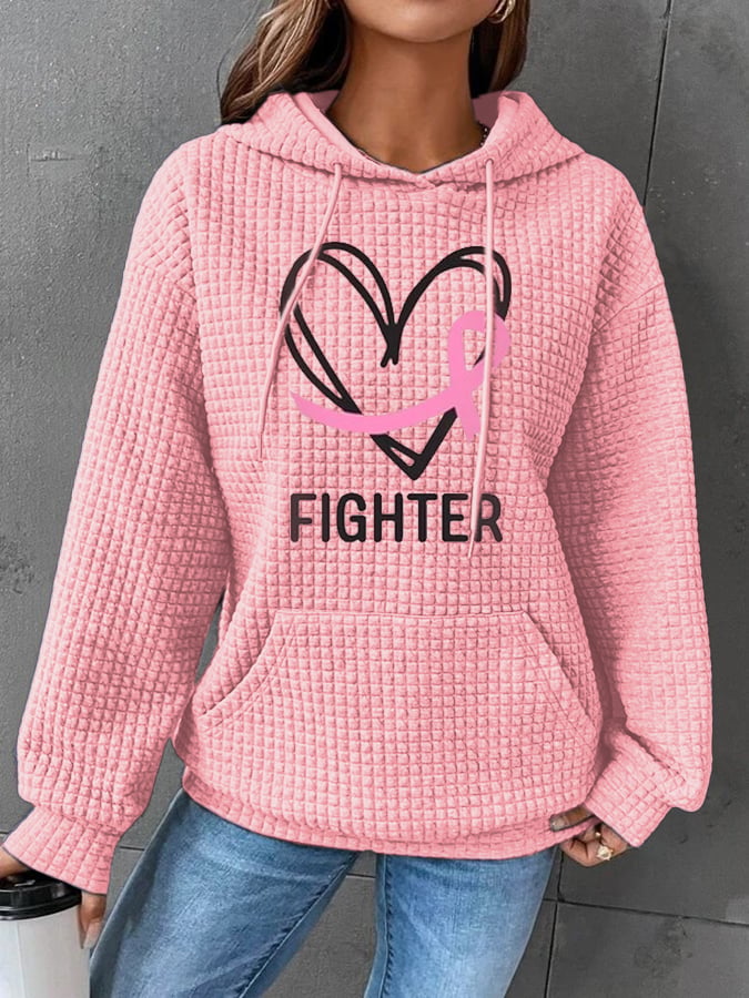 Women's Breast Cancer Awareness Printed Casual Hoodie
